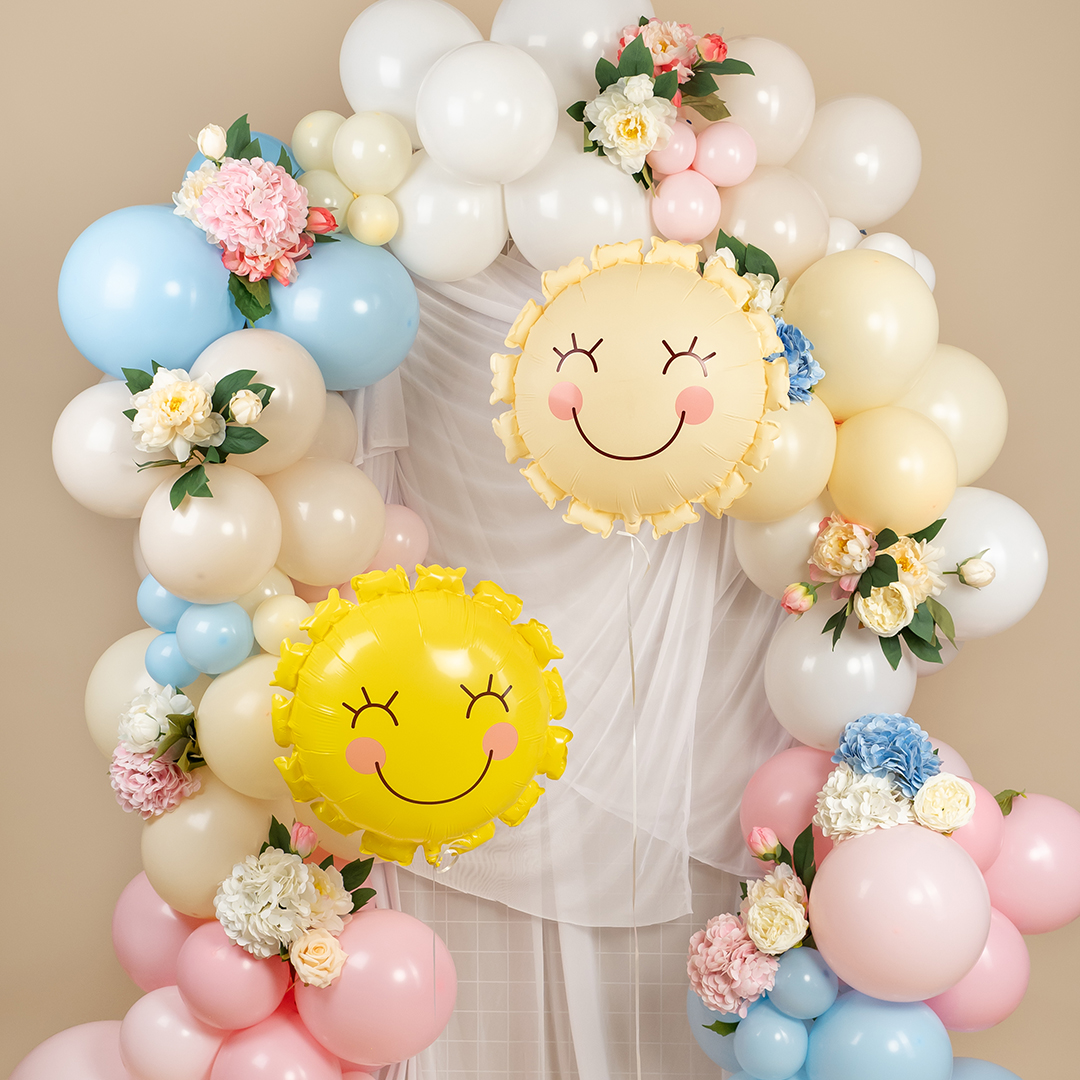 Шар (22''/56 см) Фигура, Солнышко, Кремовый, 1 шт. в уп.