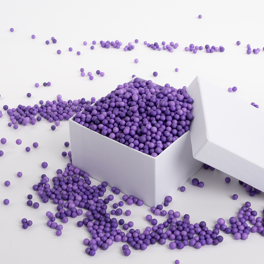 Шарики пенопласт, Фиолетовый, 6-8 мм, 10 гр.