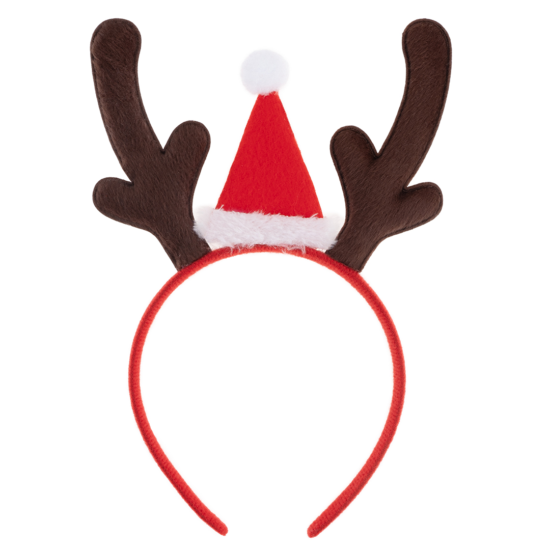 Ободок, Оленьи рожки с колпаком, Коричневый/Красный, 1 шт. 