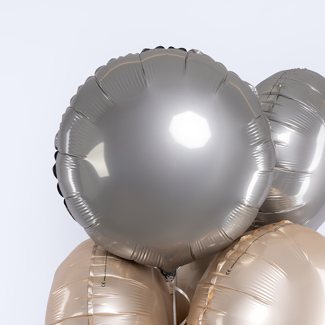 Шар (18''/46 см) Круг, Лунное Серебро, Матовый, 1 шт.