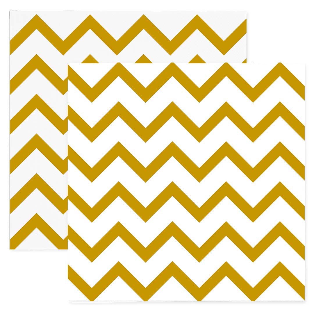 Сервировочные салфетки, Белые зигзаги, Золото, 33*33 см, 20 шт.