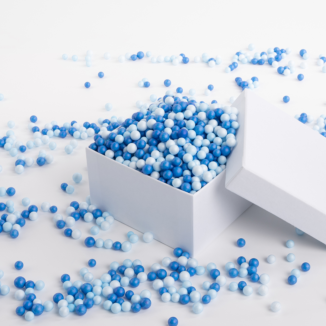 Шарики пенопласт, Цветной микс, Голубой/Синий, 6-8 мм, 20 гр.