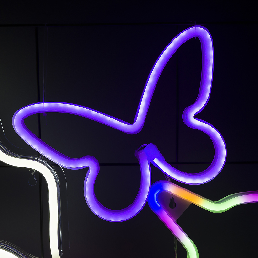 Световая фигура Бабочка, 16*22,5 см. Сиреневый, 1 шт.