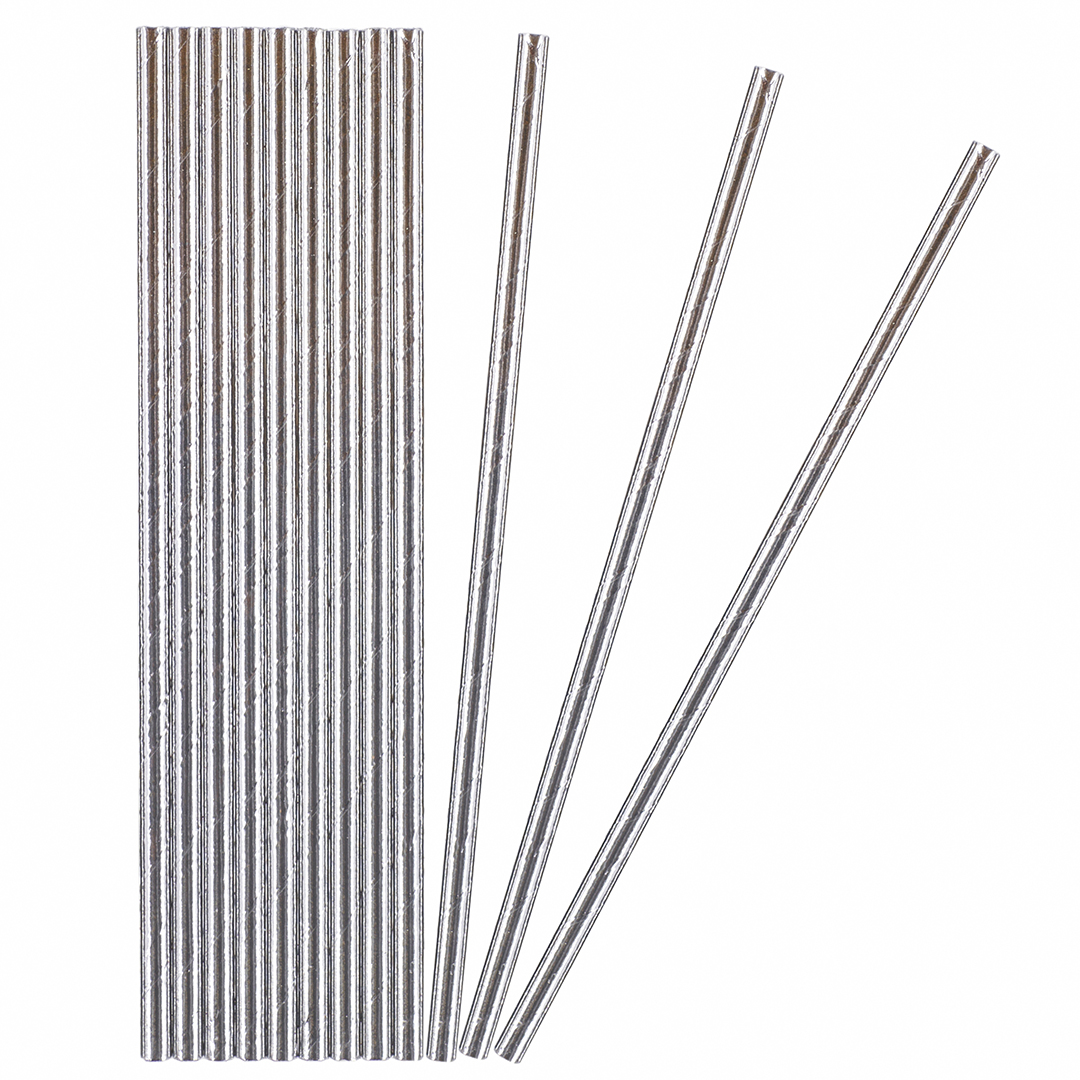 Трубочки для коктейлей, Серебро, Металлик, 12 шт. в упак. 