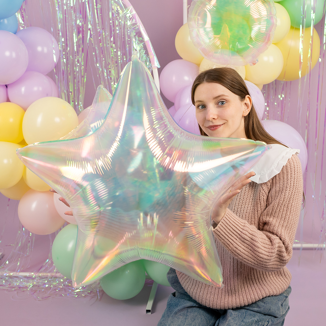Шар (32''/81 см) Звезда, Прозрачный, Хамелеон, 1 шт. в уп.
