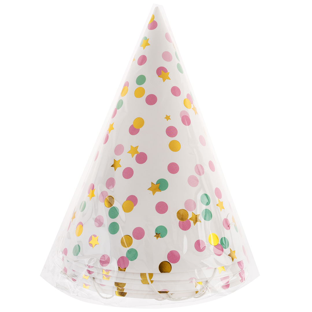 Колпаки, Конфетти, Нежный микс, 16 см, 6 шт. в упак. 