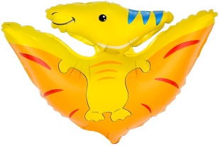 Шар с клапаном (14''/36 см) Мини-фигура, Динозавр Птеродактиль, 5 шт. в уп. (цв.этик.)