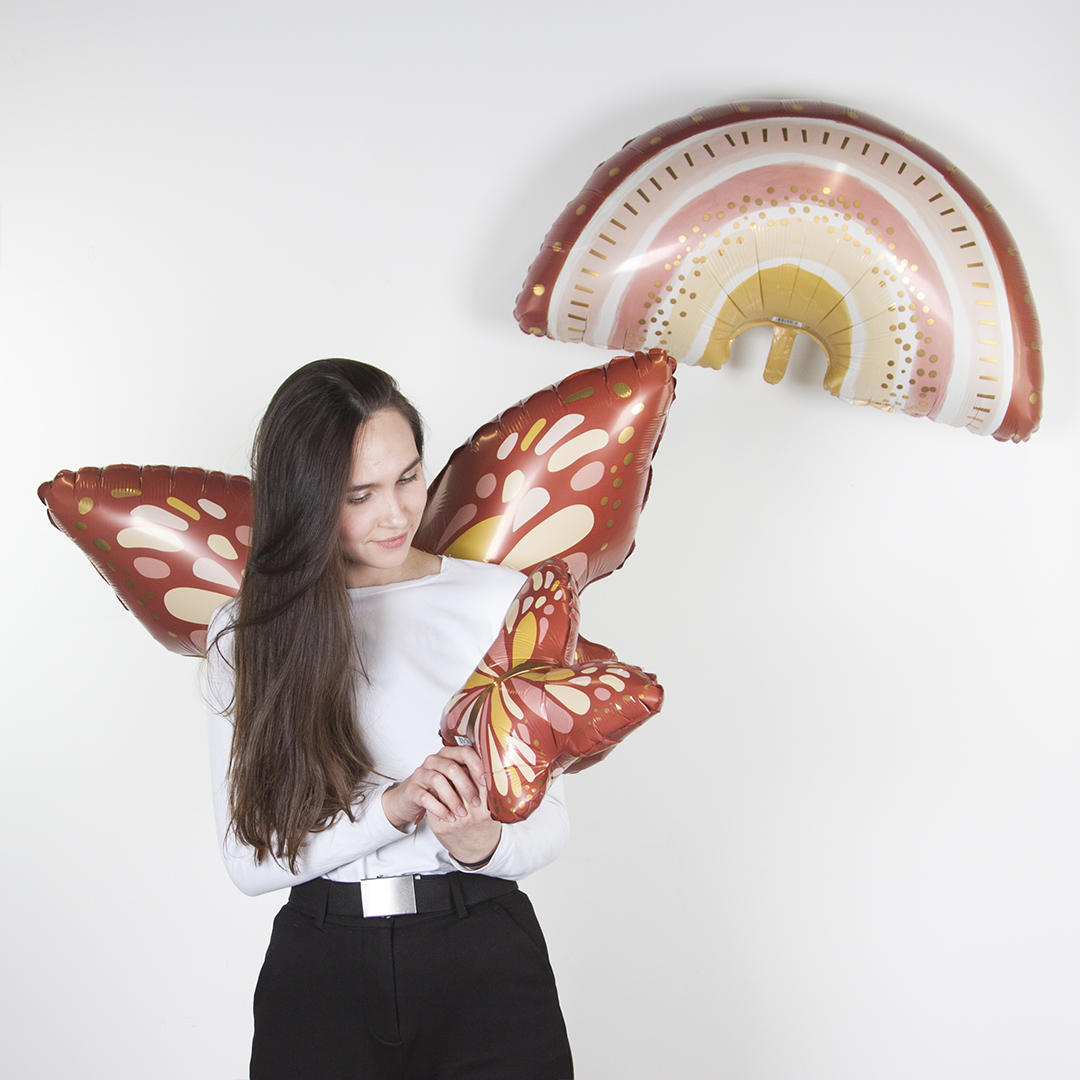 Шар (13''/33 см) Мини-фигура, Бабочка Бохо, 1 шт.