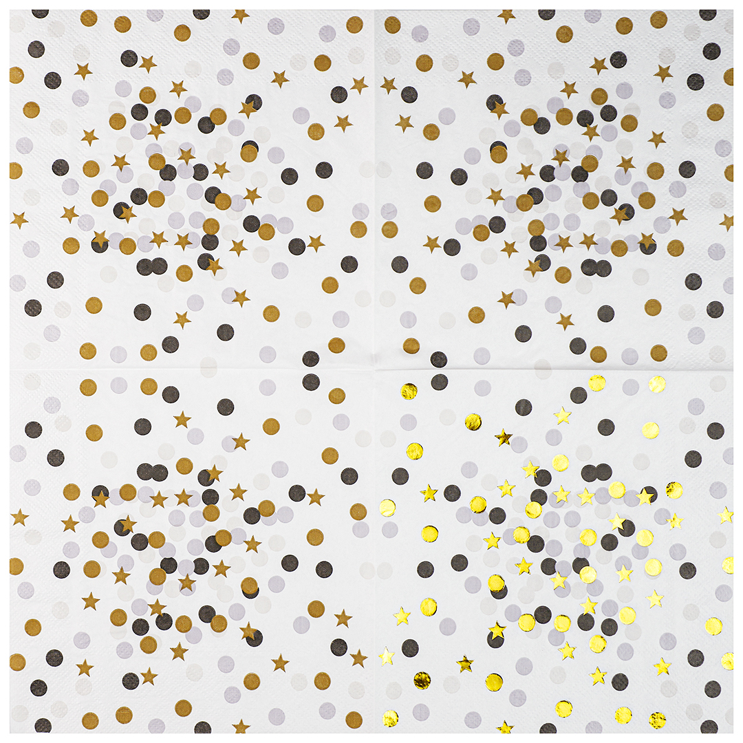 Сервировочные салфетки, Конфетти, Стильный микс, Металлик, 33*33 см, 12 шт.