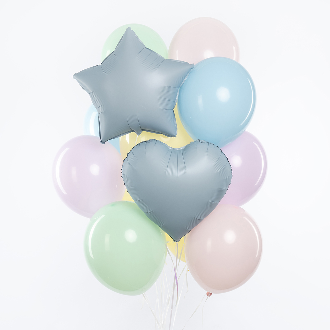 Шар (18''/46 см) Сердце, Голубой, Сатин, 1 шт.