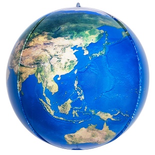 Шар 3D (22''/56 см) Сфера, Планета Земля, 1 шт. в уп.