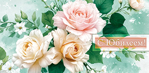 Конверты для денег, С Юбилеем! (розы), 10 шт.