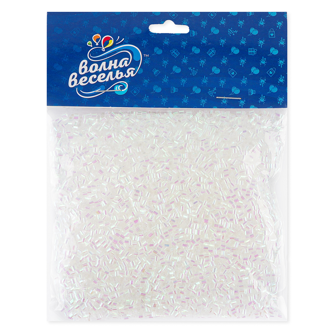 Конфетти фольга Цилиндр, Белый, Перламутр, 0,2 см, 20 г.