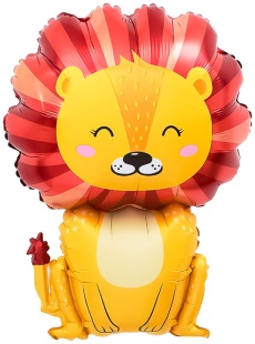 Шар с клапаном (17''/43 см) Мини-фигура, Лев, 5 шт. в уп. (цв.этик.)