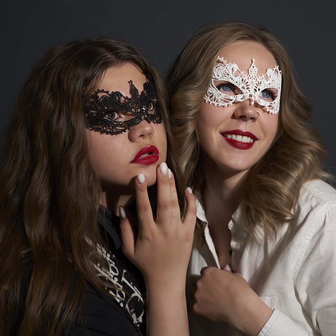 Маска кружевная, фигурная, Герцогиня, Черный, 16*24 см, 1 шт. 