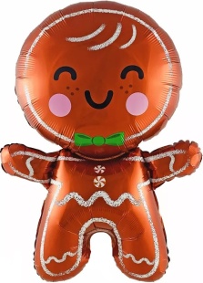 Шар с клапаном (16''/41 см) Мини-фигура, Пряничный человечек, 5 шт. в уп.