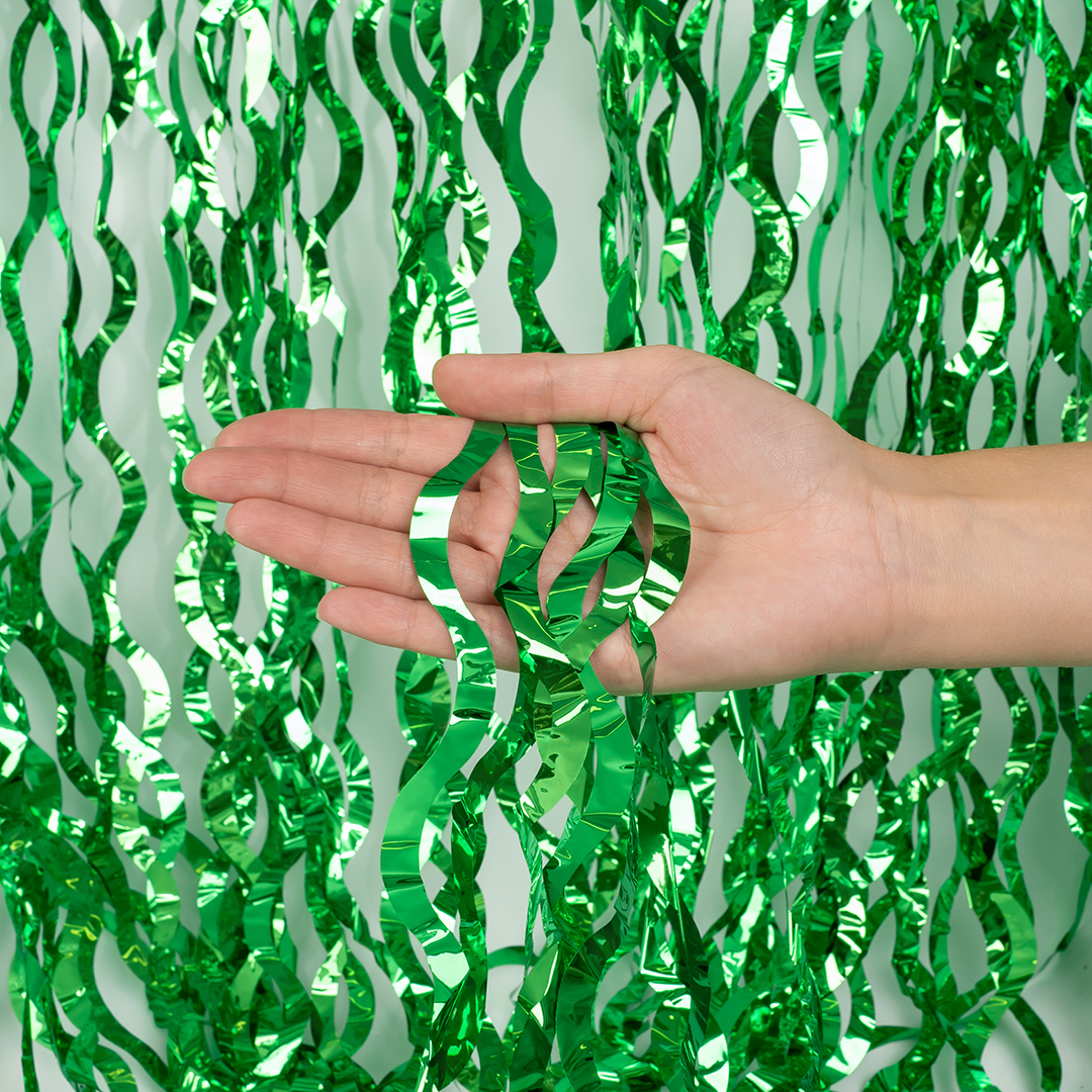 Занавес Волна, Зеленый, Металлик, 100*200 см, 1 шт.