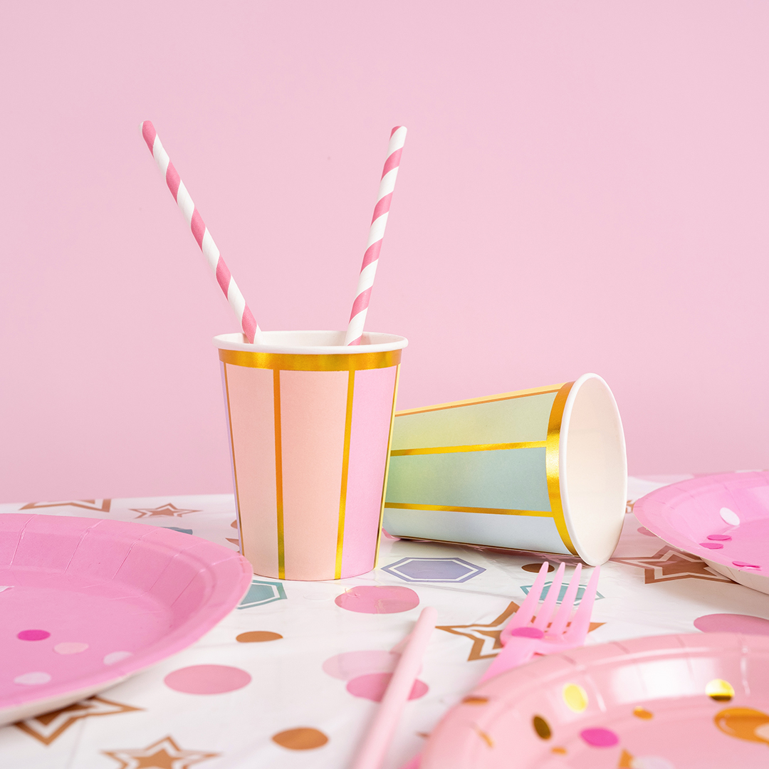 Стаканы (250 мл) Яркие Дольки, Разноцветный, Металлик, 6 шт.