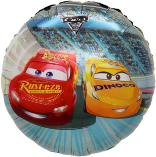 Шар (18''/46 см) Круг, Гоночные машинки на трассе, 1 шт. в уп. (цв.этик.)
