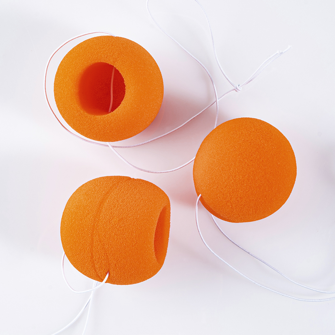 Нос клоуна, на резинке, Оранжевый, 3 шт. в упак. 