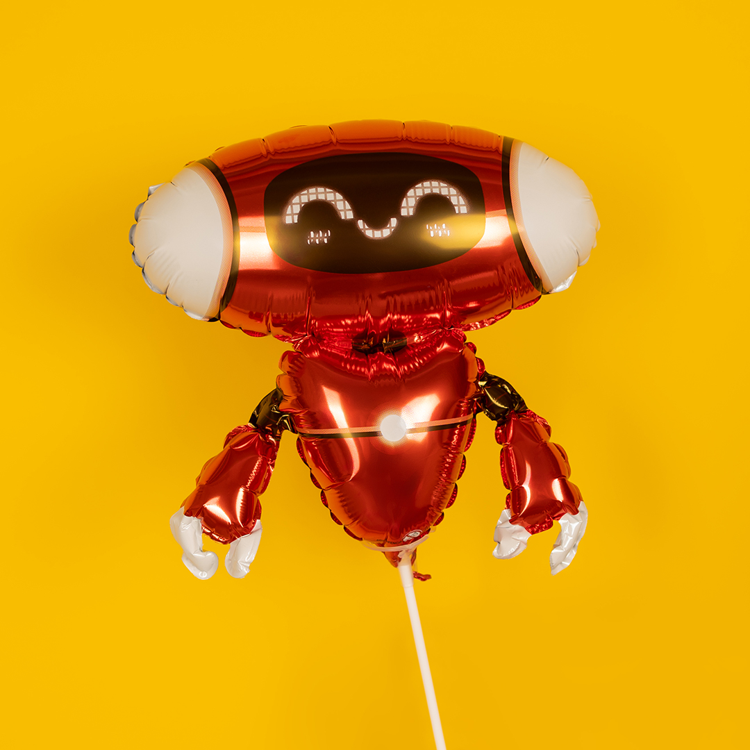 Шар (13''/33 см) Мини-фигура, Робот, Красный, 1 шт.