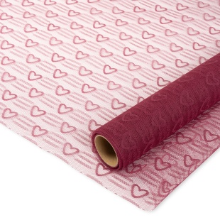 Фатин в рулоне (0,5*4,57 м) Сердца, Бордовый, 1 шт.