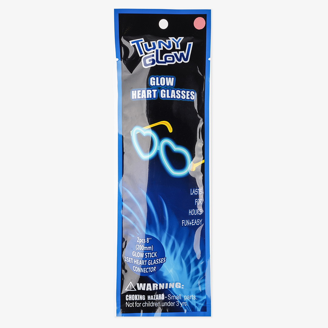 Флуоресцентные очки, Сердце, Розовый, 20 см, 1 шт. 