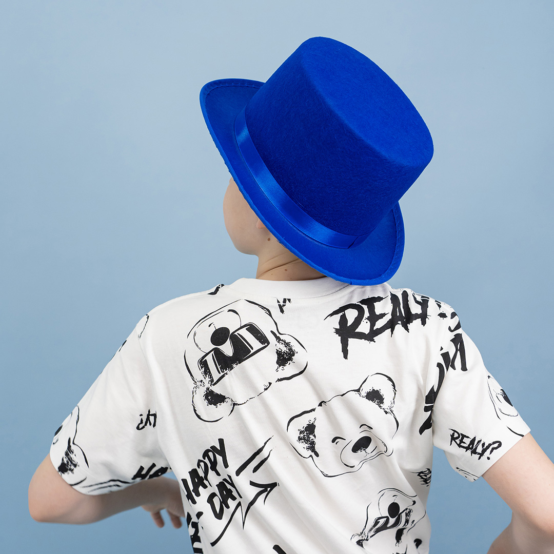 Шляпа, Цилиндр, фетр, Синий, 56-58 разм., 1 шт. 