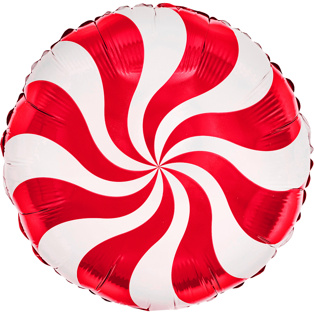 Шар (9''/23 см) Мини-круг, Леденец, Красный, 1 шт.