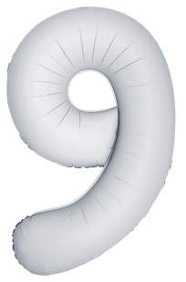 Шар (40''/102 см) Цифра, 9 Slim, Белый, Матовый, 1 шт. в уп.