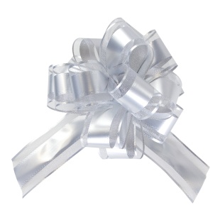 Текстильный бант Шар, Широкая полоса, Серебро, Металлик, 15 см, 1 шт. в упак. 