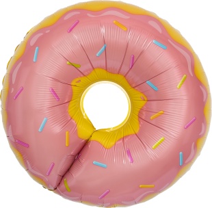 Шар (26''/66 см) Фигура, Пончик, Розовый, 1 шт. в уп.