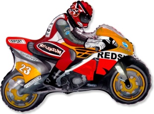 Шар (12''/30 см) Мини-фигура, Мотоцикл, Оранжевый, 1 шт.