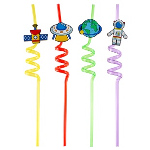 Трубочки для коктейлей (пластик), Космос, Ассорти, 4 шт. в упак. 