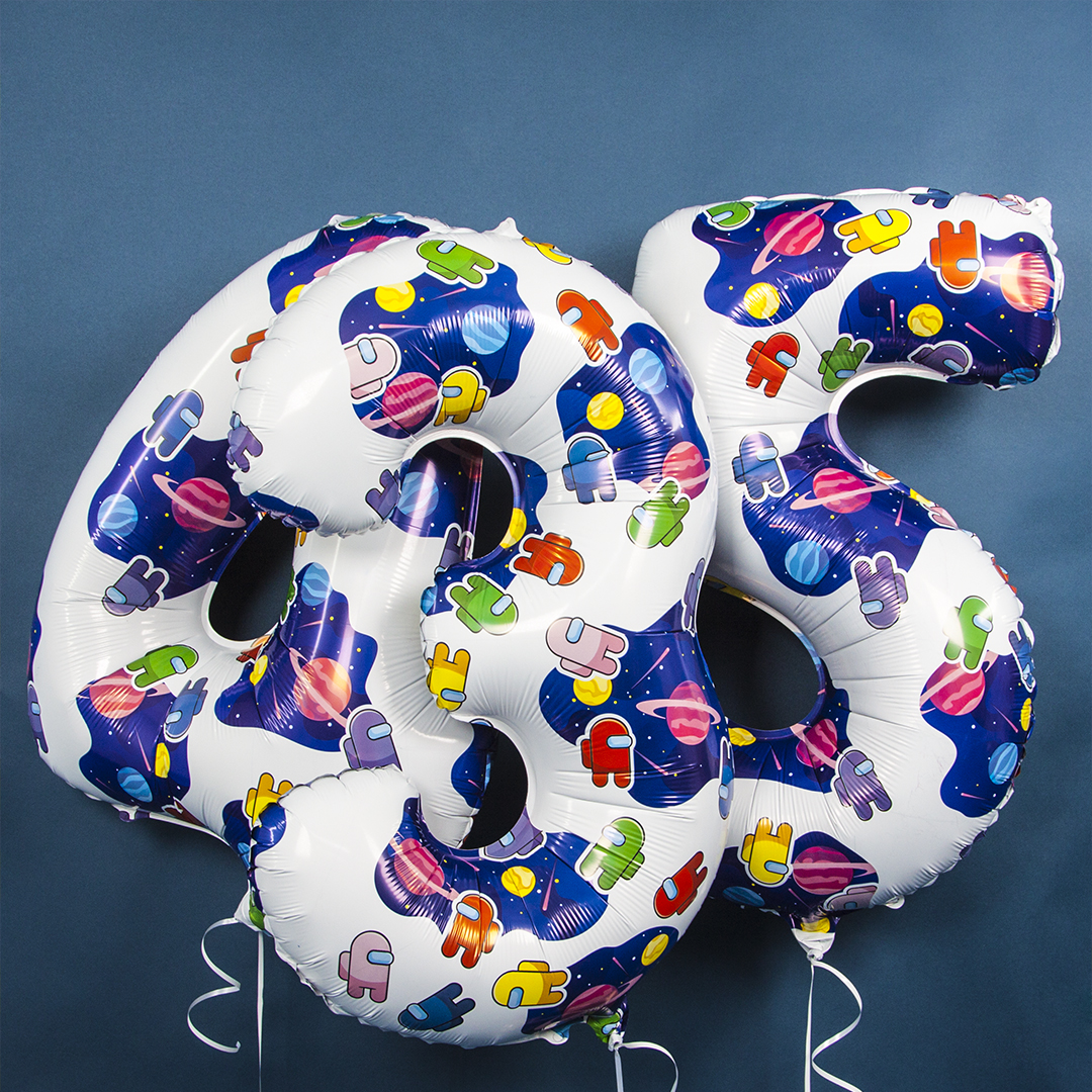 Шар (32''/81 см) Цифра, 5 Космонавтики, 1 шт. в уп.