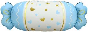 Шар (34''/86 см) Фигура, Конфета, Сердечки, Голубой, Сатин, 1 шт. в уп.