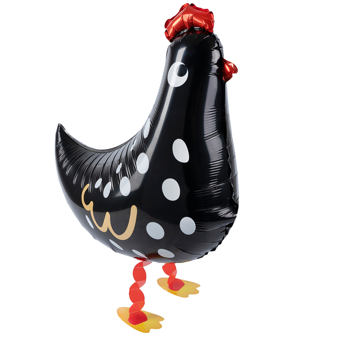 Шар 3D (23''/58 см) Ходячая Фигура, Курица, Черный, 1 шт.