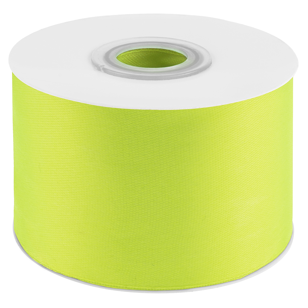 Лента атласная (5 см*22,85 м) Зеленый неон, 1 шт.