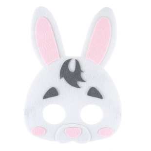 Маска карнавальная, из фетра, Зайчонок, Белый, 24*17 см, 1 шт. 