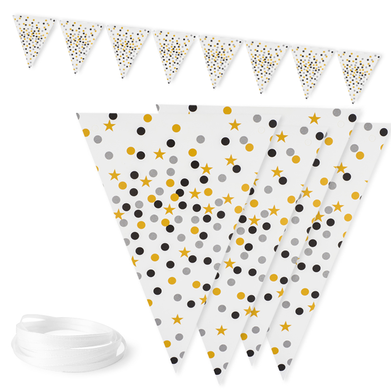 Гирлянда Флажки, Конфетти, Стильный микс, 200 см, 1 упак.