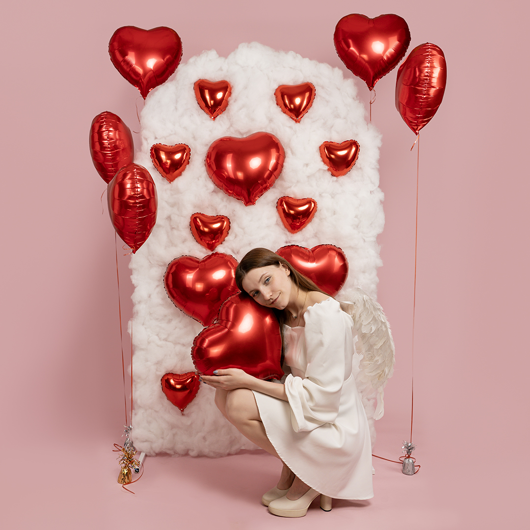 Шар (18''/46 см) Сердце, Красный, Металлик, 1 шт.