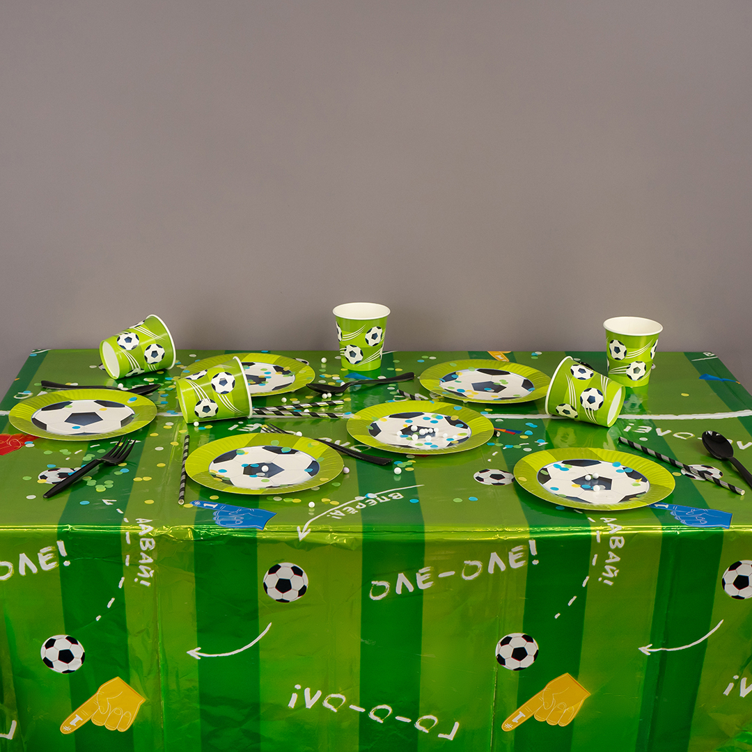 Скатерть одноразовая, Футбол, Металлик, 137*183 см, 1 шт.