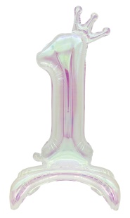 Шар (32''/81 см) Цифра на подставке, 1 Корона, Хамелеон, Хамелеон, 1 шт. в уп.