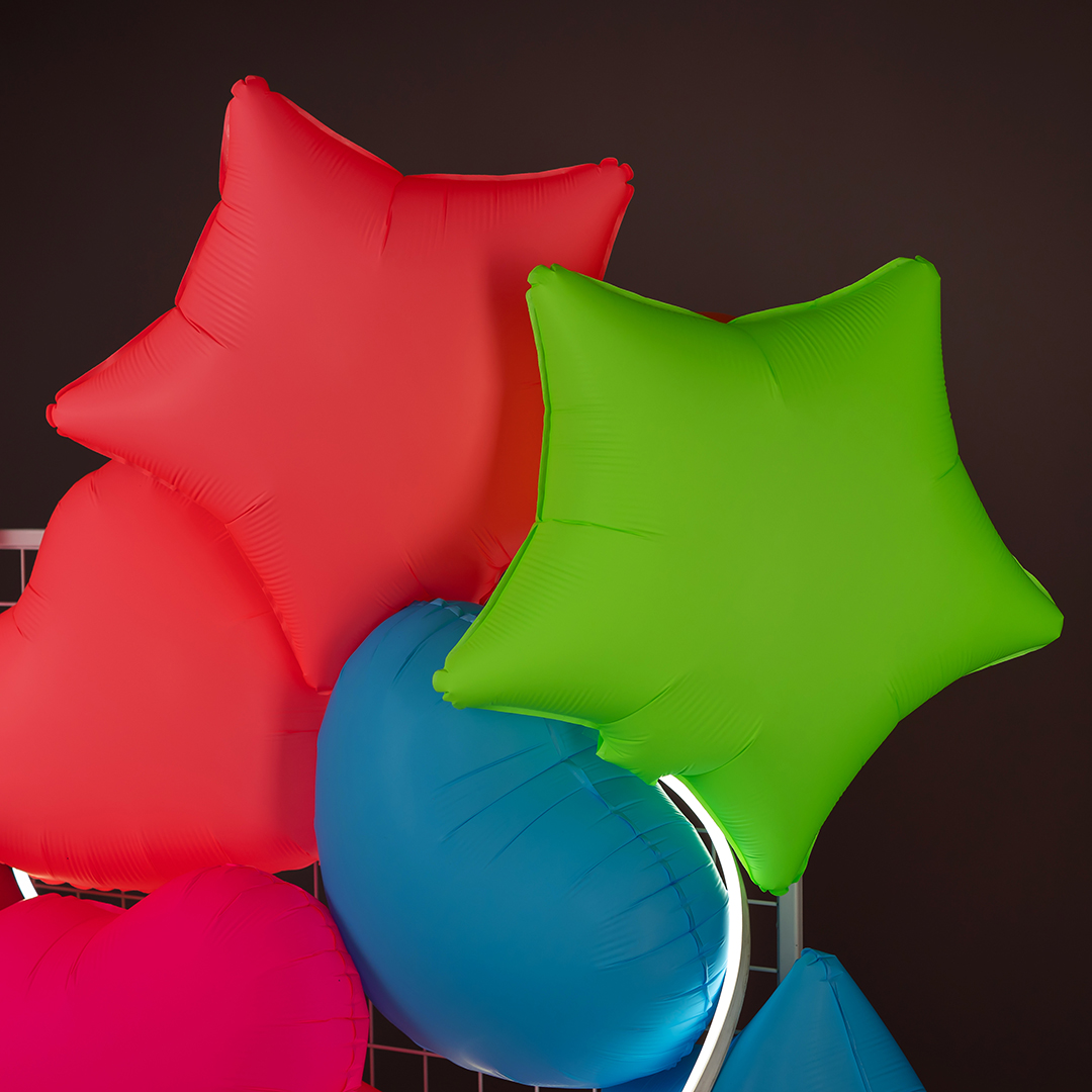 Шар (18''/46 см) Звезда, Салатовый, Неон, 1 шт.