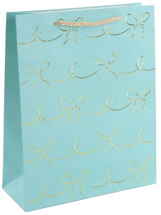Пакет подарочный, 210гр, Милые бантики, Дизайн №2, Бирюзовый, Металлик, 41,5*30*12 см, 1 шт.