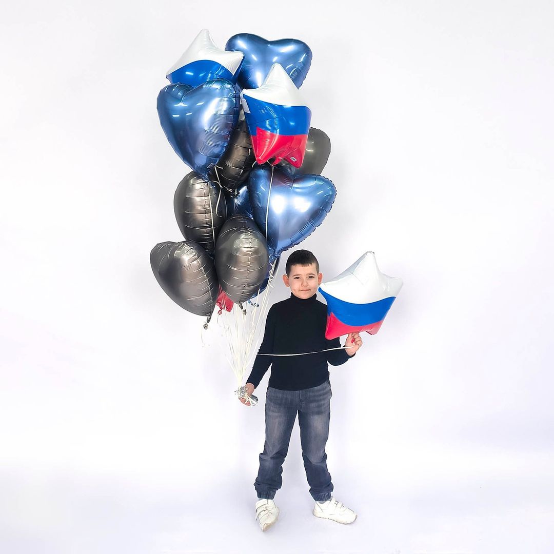 Шар (19''/48 см) Звезда, Триколор, 1 шт.