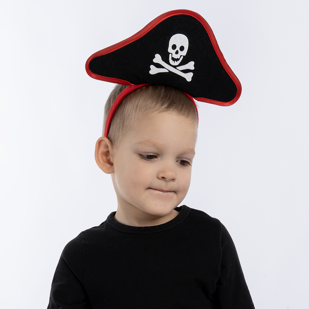 Ободок, Треуголка Пирата, Черный/Красный, 1 шт. 