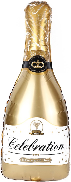 Шар (37''/94 см) Фигура, Бутылка Шампанское, Золото, 1 шт.