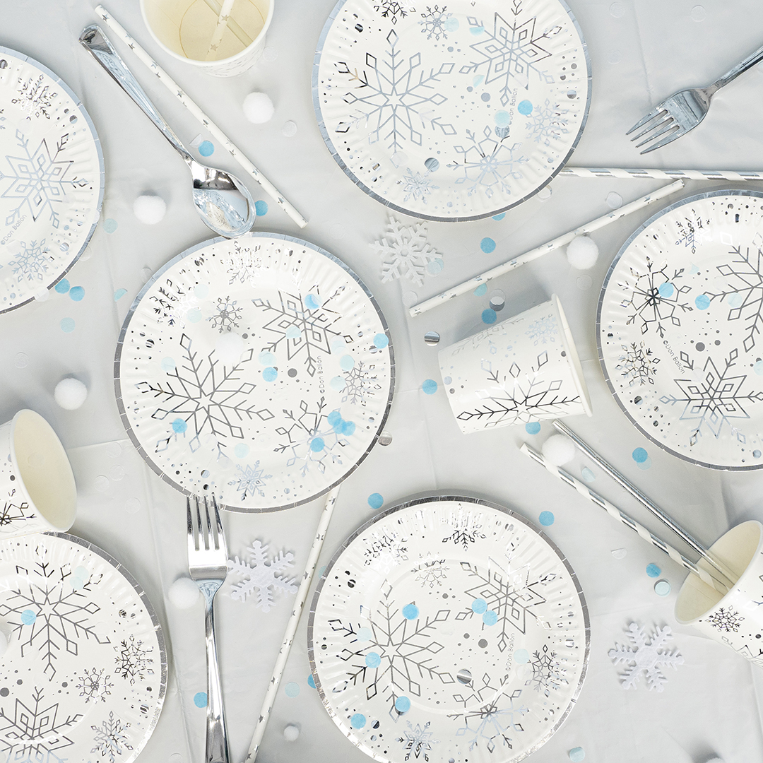 Стаканы (250 мл) Снежинки, Металлик, 6 шт.