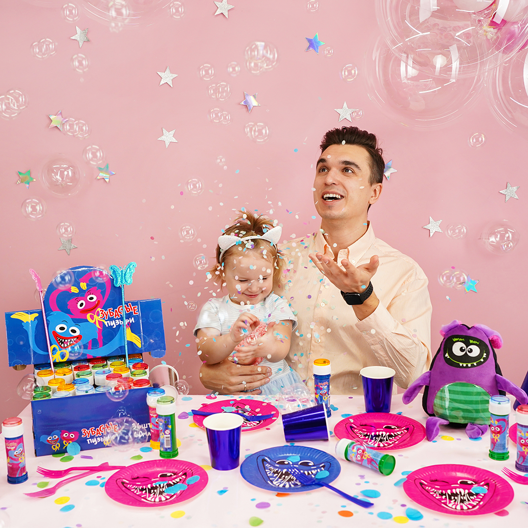 Тарелки (7''/18 см) Зубастики, Синий/Фуше, 6 шт.